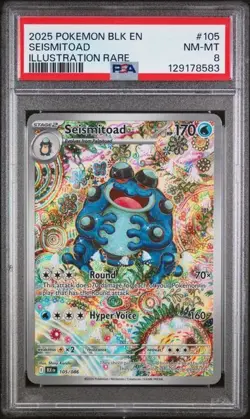 Seismitoad #105 Illustration Rare Sv10.5: Black Bolt Pokemon TCG PSA 8 NM-MT - Image 1