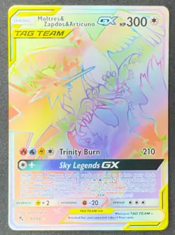 Pokemon Card Moltres & Zapdos & Articuno GX (Secret) 69/68 Hidden Fates Holo NM - Image 1
