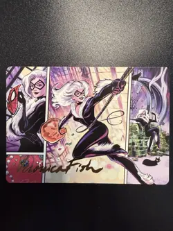 Veronica Fish Art Card 44/54 Gold Signed Black Cat Cunning Thief - MTG Spiderman - Image 1