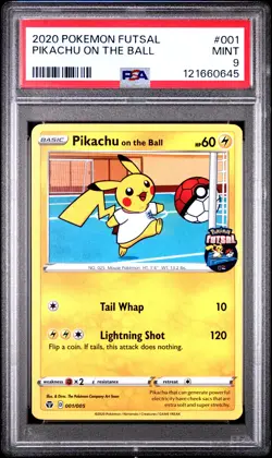 2020 POKEMON FUTSAL #001 PIKACHU ON THE BALL PSA 9 - Image 1