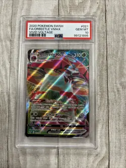 PSA 10 2020 Pokemon SWSH FA/ Orbeetle Vmax Vivid Voltage #021 - Image 1