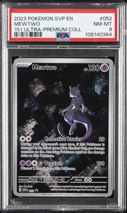 2023 POKEMON SVP EN-SV BLACK STAR PROMO 151 ULTRA-PREM COLL #052 MEWTWO PSA 8 - Image 1