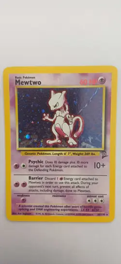 WOTC 2000 Pokemon Base Set 2 Mewtwo 10/130 Holo Foil Rare LP Swirl - Image 1