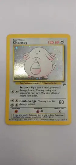 Pokemon TCG Chansey 3/130 Holo Original WOTC Base Set 2 1999-2000 - Image 1