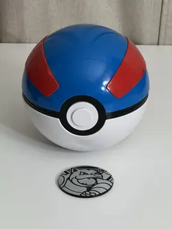 2019 Pokemon Hidden Fates Great Ball Deck Box Container + Blastoise Coin - Image 1