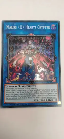 Yugioh Maliss Q Hearts Crypter 25LP-EN016 Secret Rare Limited Edition - Image 1