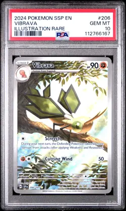 2024 POKEMON SSP EN-SURGING SPARKS ILLUSTRATION RARE #206 VIBRAVA PSA 10 - Image 1