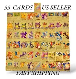 55 Pcs Gold Foil Pokemon Cards Pack - VMAX GX TCG Rare Card Lot/collectible/gift - Image 1