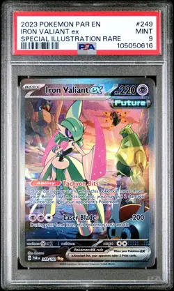 2023 POKEMON PAR EN-PARADOX RIFT SPECIAL ILLUSTRATION RARE IRON VALIANT EX PSA 9 - Image 1