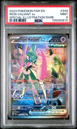 2023 POKEMON PAR EN-PARADOX RIFT SPECIAL ILLUSTRATION RARE IRON VALIANT EX PSA 9 - Image 1