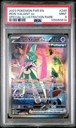 2023 POKEMON PAR EN-PARADOX RIFT SPECIAL ILLUSTRATION RARE IRON VALIANT EX PSA 9 - Image 1