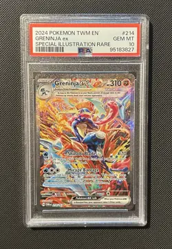 PSA 10 Pokemon Greninja ex 214/167 Sv06: Twilight Masquerade Holo - Image 1