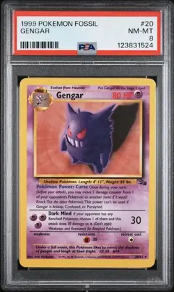 1999 POKEMON FOSSIL #20 GENGAR PSA 8 - Image 1