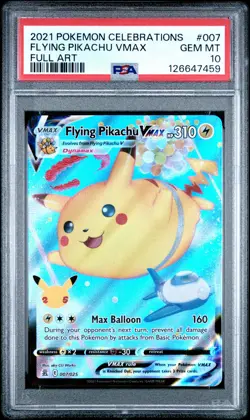 2021 POKEMON CELEBRATIONS #007 FULL ART/FLYING PIKACHU VMAX PSA 10 - Image 1
