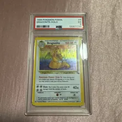 1999 POKEMON FOSSIL #4 DRAGONITE-HOLO PSA 5 - Image 1
