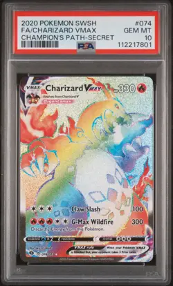 Charizard VMAX 74/73 Champion's Path Rainbow Secret Rare PSA 10 Pokemon TCG - Image 1
