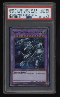 2021 YU-GI-OH! Blue-Eyes Ult Dragon PSA 10 Legendary Duelists #EN018 1st Edition - Image 1