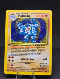 Pokemon TCG Machamp 8/102 1999 Vintage WOTC Holo Rare 1st Edition NM - Image 1