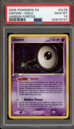 Pokemon Unown EX Unseen Forces Holo Rare #Q/28 PSA 10 Gem Mint - Image 1