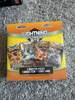 NEW 2025 Pokemon Mystery Lightning Power Box 4 Booster Pack Chase + 1 Bonus Item - Image 2