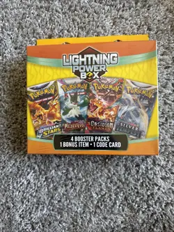 NEW 2025 Pokemon Mystery Lightning Power Box 4 Booster Pack Chase + 1 Bonus Item - Image 3