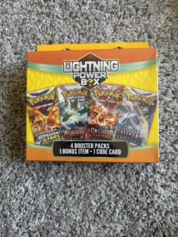 NEW 2025 Pokemon Mystery Lightning Power Box 4 Booster Pack Chase + 1 Bonus Item - Image 4