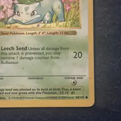 Pokemon TCG Bulbasaur 044/102 Base Set (Shadowless) Vintage - Image 5
