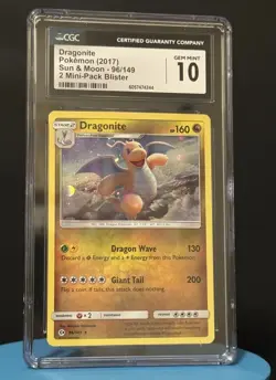 Pokemon 2017 Dragonite SUN & MOON COSMOS *SWIRL* HOLO MINI BLISTERS #96 CGC 10 - Image 1
