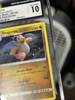 Pokemon 2017 Dragonite SUN & MOON COSMOS *SWIRL* HOLO MINI BLISTERS #96 CGC 10 - Image 2