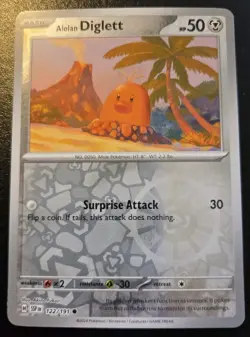 Alolan Diglett 122/191 Reverse Holo Common Scarlet Violet Surging Sparks Pokemon - Image 1