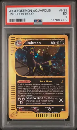 2003 POKEMON AQUAPOLIS #H29 UMBREON-HOLO PSA 5 - Image 1