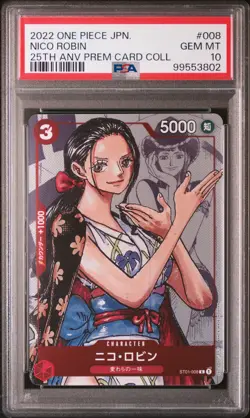2022 ONE PIECE JPN 25TH ANNIVERSARY PREMIUM CARD COLL #008 NICO ROBIN PSA 10 - Image 1