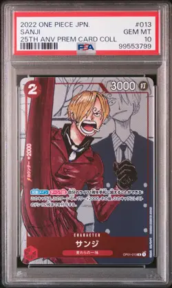 2022 ONE PIECE JPN 25TH ANNIVERSARY PREMIUM CARD COLL #013 SANJI PSA 10 - Image 1
