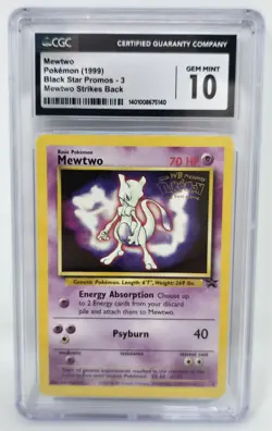 CGC 10 Gem Mint 1999 Mewtwo Black Star Promo #3 WB Movie Stamped WOTC Pokemon - Image 1