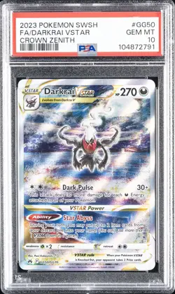 2023 POKEMON SWORD & SHIELD CROWN ZENITH #GG50 FULL ART/DARKRAI VSTAR PSA 10 - Image 1