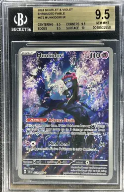 2024 Pokemon TCG Shrouded Fable ** MUNKIDORI ** 072/064 IR 💎 BGS 9.5 💎 - Image 1