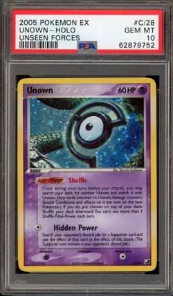 Pokemon Unown EX Unseen Forces Holo Rare #C/28 PSA 10 Gem Mint - Image 1