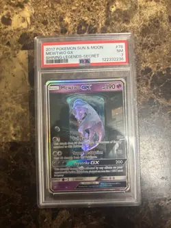 2017 POKEMON SUN & MOON SHINING LEGENDS SECRET #78 MEWTWO GX PSA 7 - Image 1