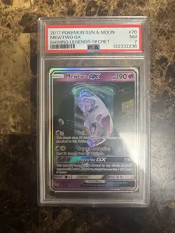 2017 POKEMON SUN & MOON SHINING LEGENDS SECRET #78 MEWTWO GX PSA 7 - Image 2