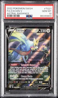 2022 POKEMON SWORD & SHIELD ASTRAL RADIANCE #TG21 FULL ART/ZACIAN V PSA 10 - Image 1