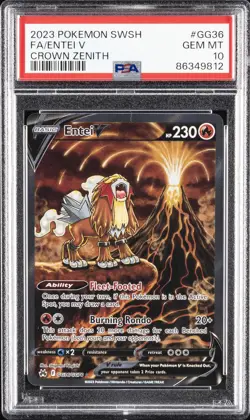 2023 POKEMON SWORD & SHIELD CROWN ZENITH #GG36 FULL ART/ENTEI V PSA 10 - Image 1