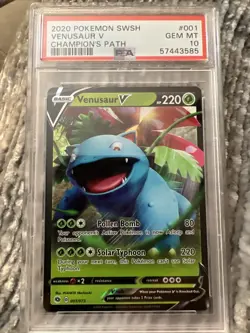 2020 Pokemon SWSH Champion's Path Venusaur V #001/073 PSA 10 GEM MINT - Image 1