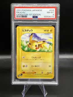 2001 POKEMON JAPANESE EXPEDITION PIKACHU 1ST EDITION 016/128 PSA 8 - Image 1