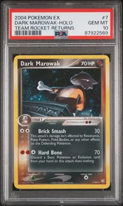 2004 Pokemon Dark Marowak EX Team Rocket Returns Holo Rare #7 PSA 10 Gem Pop 42! - Image 1