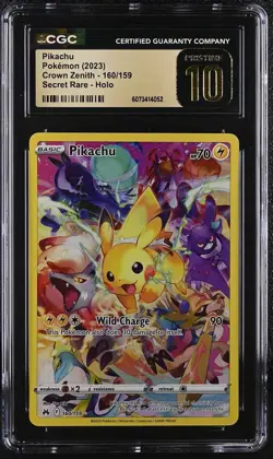 Pokemon 2023 Pikachu 160/159 Crown Zenith Secret Rare CGC 10 PRISTINE - Image 1