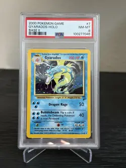 2000 Pokemon Gyarados 007/130 Base Set 2 Holo Rare PSA 8 - Image 1