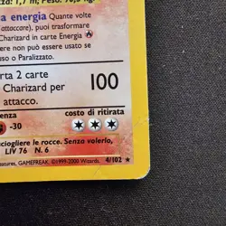 Carta Pokemon Charizard 4/102 Set Base ITA Rara Holo - Image 3