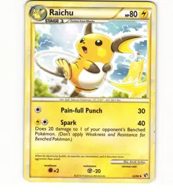 2010 Played Pokemon 33/90 Raichu Non Holo Undaunted English - Image 1