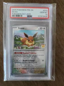 Eevee Pokemon Day 2025 Reverse Holo PSA 10 - Image 1