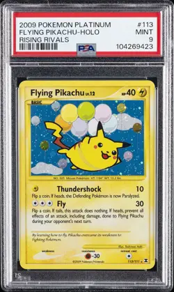 2009 POKEMON PLATINUM RISING RIVALS #113 FLYING PIKACHU-HOLO PSA 9 - Image 1